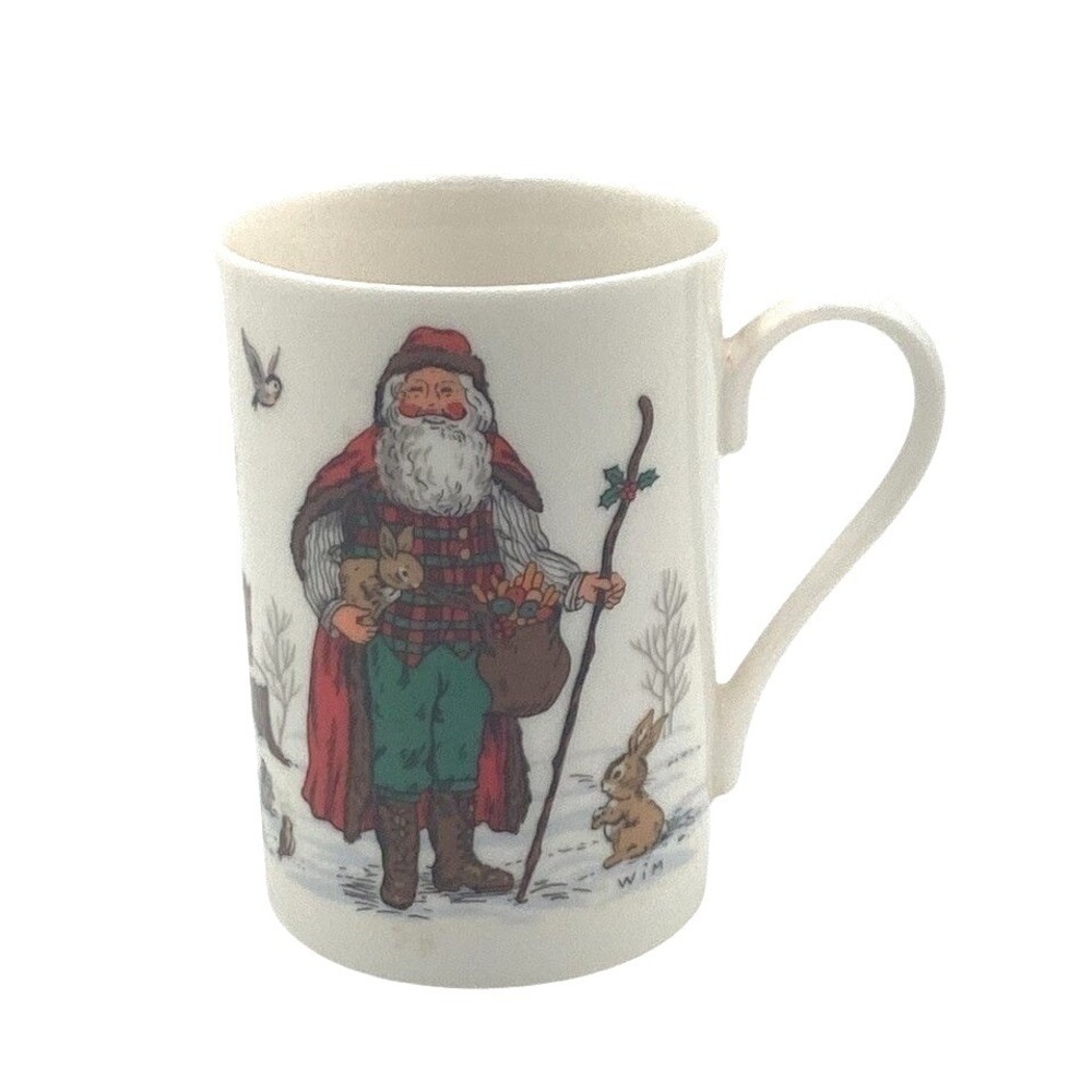 Potpourri Press Fine Bone China Mug 1993 Winter Woodland Animals Santa Scene